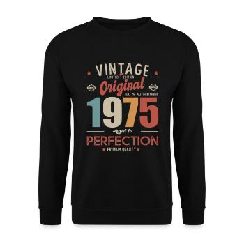 Vintage Original 1975 48 Year Anniversary Gift - Unisex Sweatshirt - black - Front - Alina (178cm) & Michal (187cm)