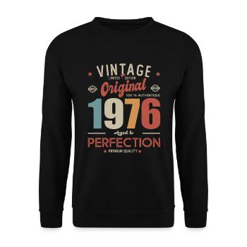 Vintage Original 1976 Geburtstagsgeschenk 47 Jahre - Unisex Pullover - Schwarz - Vorne - Alina (178cm) & Michal (187cm)