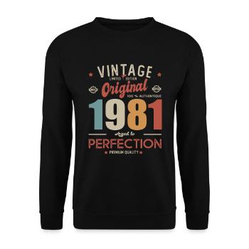 vintage original 1981 cadeau anniversaire - Sweat-shirt Unisexe - noir - Devant - Alina (178cm) & Michal (187cm)