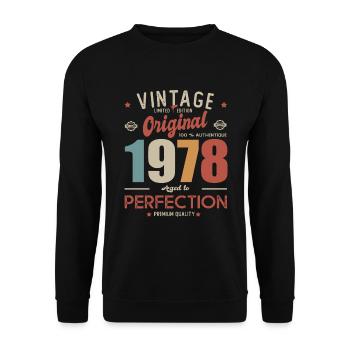 vintage original 1978 birthday gift 43 years - Unisex Sweatshirt - black - Front - Alina (178cm) & Michal (187cm)