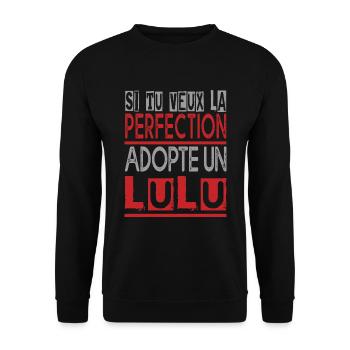 Si tu veux la perfection adopte Lulu Lucas Lucien - Sweat-shirt Unisexe - noir - Devant - Alina (178cm) & Michal (187cm)