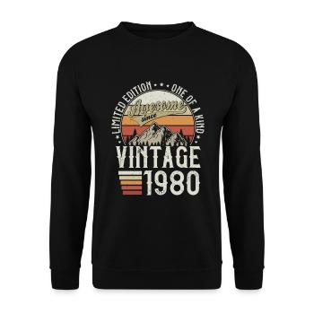 1980 Vintage Born Cadeau d’anniversaire - Sweat-shirt Unisexe - noir - Devant - Alina (178cm) & Michal (187cm)