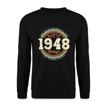 Vintage 1948 Vintage Retro 75 Cadeau d’anniversaire - Sweat-shirt Unisexe - noir - Devant - Alina (178cm) & Michal (187cm)