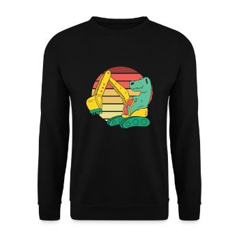 Dino Baustelle Bagger - Unisex Pullover - Schwarz - Vorne - Alina (178cm) & Michal (187cm)