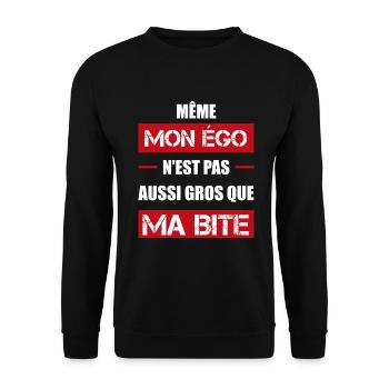 égo grosse bite | cadeau beauf marrant - Sweat-shirt Unisexe - noir - Devant - Alina (178cm) & Michal (187cm)