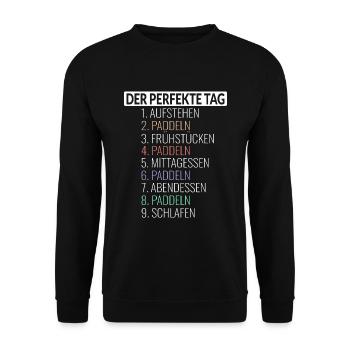 Der Perfekte Tag Paddeln - Unisex Pullover - Schwarz - Vorne - Alina (178cm) & Michal (187cm)