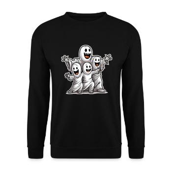 Halloween Design gruselig für die nächste Party - Unisex Pullover - Schwarz - Vorne - Alina (178cm) & Michal (187cm)