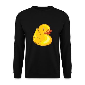 Quietscheentchen - Ente - Duck - Unisex Pullover - Schwarz - Vorne - Alina (178cm) & Michal (187cm)