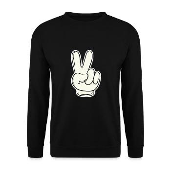 Signe de la main victoire et paix - Sweat-shirt Unisexe - noir - Devant - Alina (178cm) & Michal (187cm)