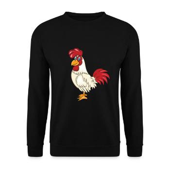 Lustiges Huhn - Funny Chicken - Unisex Pullover - Schwarz - Vorne - Alina (178cm) & Michal (187cm)