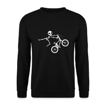 Skeleton BMX Design für Männer und Jungen - Unisex Pullover - Schwarz - Vorne - Alina (178cm) & Michal (187cm)