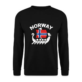 Norwegen-Wikingerentwurf für Männer u. Frauen - Unisex Pullover - Schwarz - Vorne - Alina (178cm) & Michal (187cm)