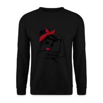 Hebammen-Geschenke für Frauen - Hebammenentwurf - Unisex Pullover - Schwarz - Vorne - Alina (178cm) & Michal (187cm)