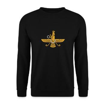 Faravahar Zoroastrianism Design - Unisex Pullover - Schwarz - Vorne - Alina (178cm) & Michal (187cm)