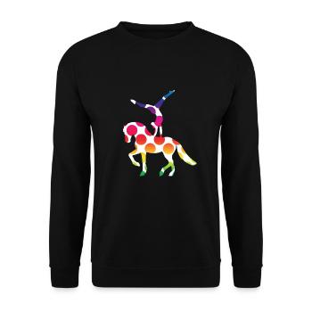 Vaulting - Vaulter with Horse - Colorful Dots - Unisex Sweatshirt - black - Front - Alina (178cm) & Michal (187cm)