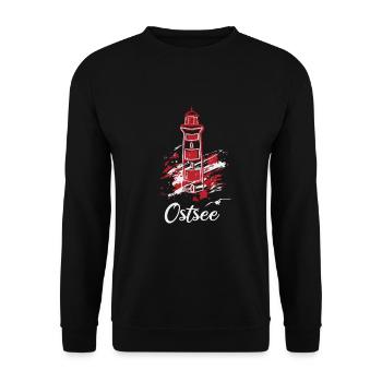 Ostsee Leuchtturm Urlaub Ausflug - Unisex Pullover - Schwarz - Vorne - Alina (178cm) & Michal (187cm)