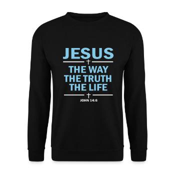Jesus Faith entwirft für Frauen - Unisex Pullover - Schwarz - Vorne - Alina (178cm) & Michal (187cm)