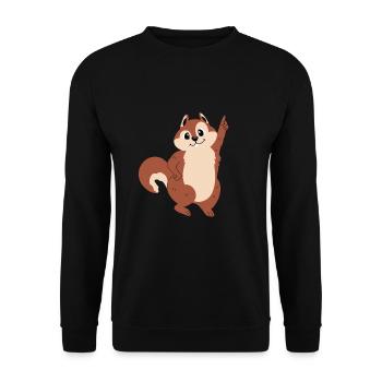 Funny squirrel logs - Unisex Sweatshirt - black - Front - Alina (178cm) & Michal (187cm)