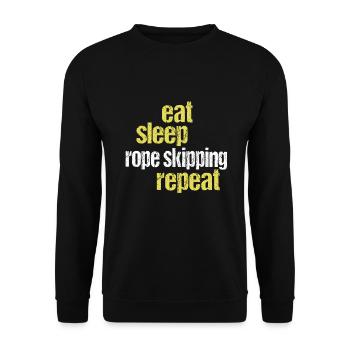 Eat Sleep Rope Skipping Repeat Seilspringen - Unisex Pullover - Schwarz - Vorne - Alina (178cm) & Michal (187cm)