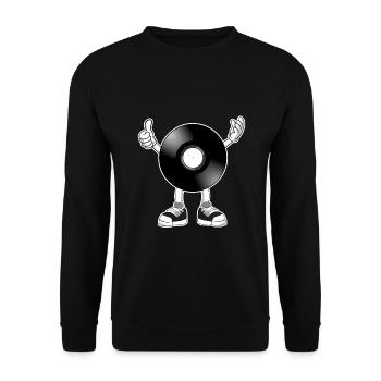 Disque vinyle rétro musique DJ - Sweat-shirt Unisexe - noir - Devant - Alina (178cm) & Michal (187cm)