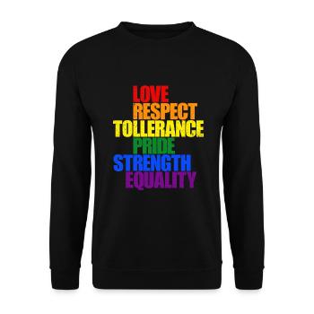 LGBT LOVE RESPECT PRIDE - Unisex Sweatshirt - black - Front - Alina (178cm) & Michal (187cm)