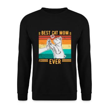 BEST CAT MOM EVER Vintage RETRO - Unisex Sweatshirt - black - Front - Alina (178cm) & Michal (187cm)