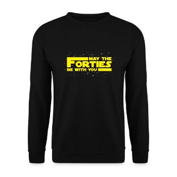 40. Geburtstag Sterne 40er Wars Geschenk - Unisex Pullover - Schwarz - Vorne - Alina (178cm) & Michal (187cm)