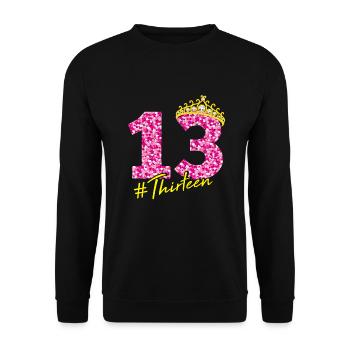 13th birthday crown teenager years gift - Unisex Sweatshirt - black - Front - Alina (178cm) & Michal (187cm)