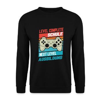 Azubi Auszubildende Level Complete Schule Geschenk - Unisex Pullover - Schwarz - Vorne - Alina (178cm) & Michal (187cm)