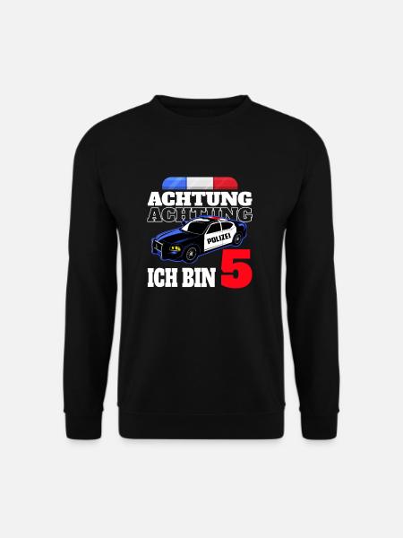 5 Geburtstag Polizei Polizeiauto Junge Geschenk - Unisex Pullover - Schwarz