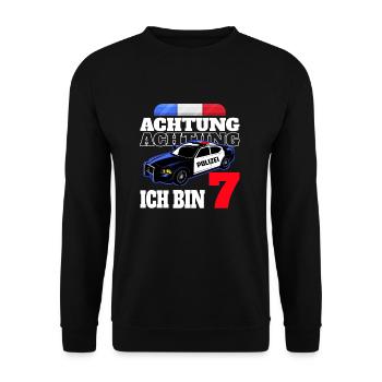 7. Geburtstag Polizei Polizist Junge Sohn Geschenk - Unisex Pullover - Schwarz - Vorne - Alina (178cm) & Michal (187cm)