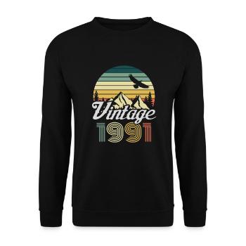 Vintage 1991 anniversaire cadeau vintage rétro - Sweat-shirt Unisexe - noir - Devant - Alina (178cm) & Michal (187cm)