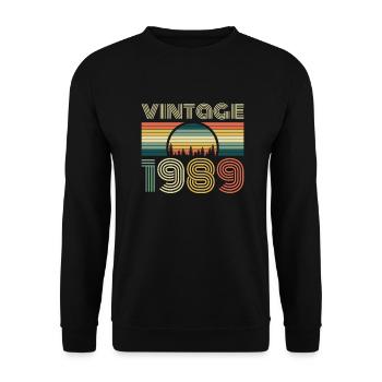 Vintage 1989 Vintage 1989 Anniversaire Rétro Vintage - Sweat-shirt Unisexe - noir - Devant - Alina (178cm) & Michal (187cm)