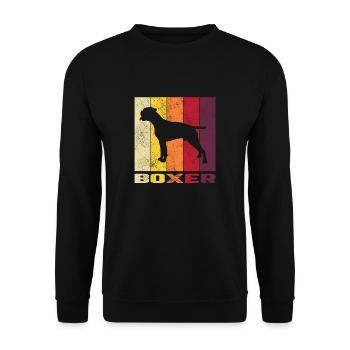 Boxer Hund Hunde Retro Hundesport Geschenk - Unisex Pullover - Schwarz - Vorne - Alina (178cm) & Michal (187cm)