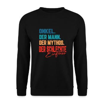 Onkel Bester Schlechter Einfluss Pate Geschenk - Unisex Pullover - Schwarz - Vorne - Alina (178cm) & Michal (187cm)
