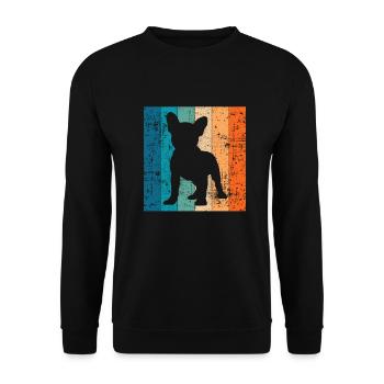 Bulldog Frenchie Dog Dog Lover Retro - Sweat-shirt Unisexe - noir - Devant - Alina (178cm) & Michal (187cm)
