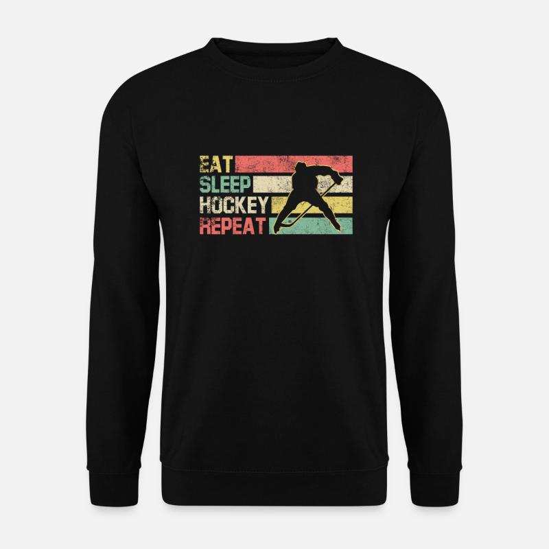 Eat Sleep Hockey Repeat Geschenk - Unisex Pullover - Schwarz