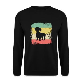 Dachshund Dachshund Dog Teckel Retro Gift - Unisex Sweatshirt - black - Front - Alina (178cm) & Michal (187cm)