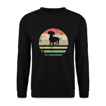 Dachshund Dachshund Dog Teckel Retro Gift - Unisex Sweatshirt - black - Front - Alina (178cm) & Michal (187cm)