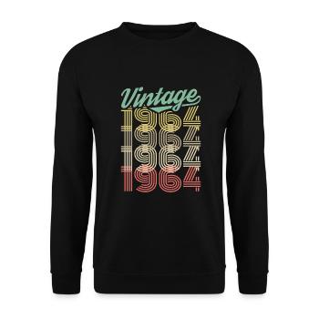 Vintage 1964 Anniversaire Rétro Millésime Cadeau - Sweat-shirt Unisexe - noir - Devant - Alina (178cm) & Michal (187cm)
