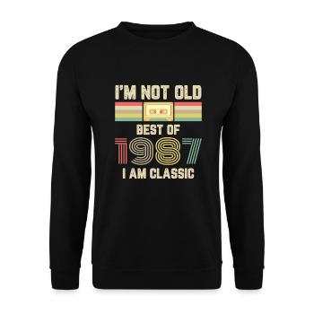 Vintage 1987 Anniversaire Retro Cassette Cadeau - Sweat-shirt Unisexe - noir - Devant - Alina (178cm) & Michal (187cm)