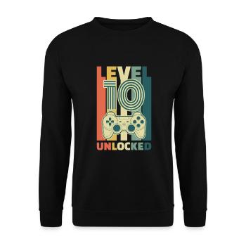 10th birthday level gaming gamer gambling gift - Unisex Sweatshirt - black - Front - Alina (178cm) & Michal (187cm)