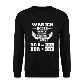 DDR Ostdeutschland im Osten Ossi - Unisex Pullover - Schwarz - Vorne - Alina (178cm) & Michal (187cm)
