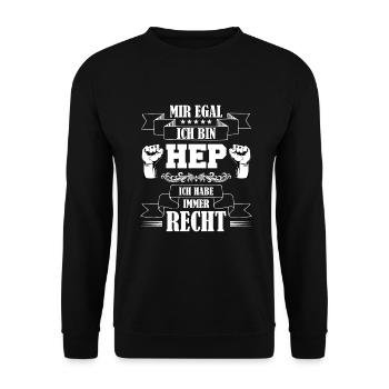 Hep | Heilerziehungspfleger immer Recht Geschenk - Unisex Pullover - Schwarz - Vorne - Alina (178cm) & Michal (187cm)