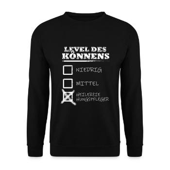 Level des Könnens Heilerziehungspfleger Geschenk - Unisex Pullover - Schwarz - Vorne - Alina (178cm) & Michal (187cm)