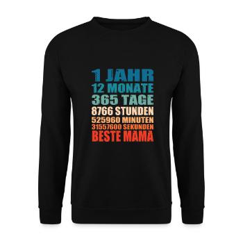 1 Jahre Beste Mama Spruch Muttertag Geschenk - Unisex Pullover - Schwarz - Vorne - Alina (178cm) & Michal (187cm)