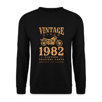 Vintage 1982 82 Birthday Retro Vintage Gift - Unisex Sweatshirt - black - Front - Alina (178cm) & Michal (187cm)
