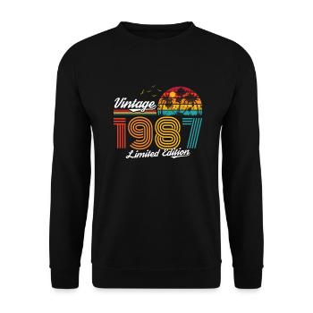 Vintage 1987 87 Birthday Retro Vintage Gift - Unisex Sweatshirt - black - Front - Alina (178cm) & Michal (187cm)