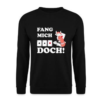 Doppelkopf Fang mich doch Fuchs Schafkopf Geschenk - Unisex Pullover - Schwarz - Vorne - Alina (178cm) & Michal (187cm)