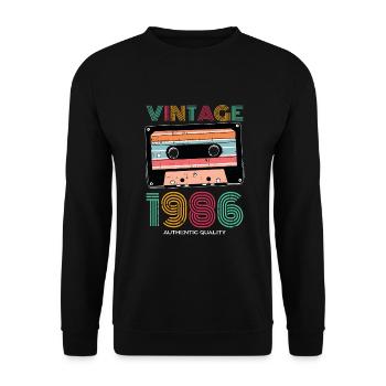 Vintage 1986 86 Birthday Retro Vintage Gift - Unisex Sweatshirt - black - Front - Alina (178cm) & Michal (187cm)
